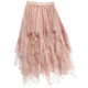 Pink Starry Sky Mesh Skirt Autumn 2025 New Korean Irregular Velvet Skirt Mid-length Female Star Star