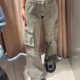 2025 Spring new style women's clothing straps workwear mid-waist jeans straight trousers8197237 807