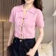 2025 Spring New Products Women's Clothing Bow-decorated Knitted Short Sleeve Round Neck Top 2142007 637
