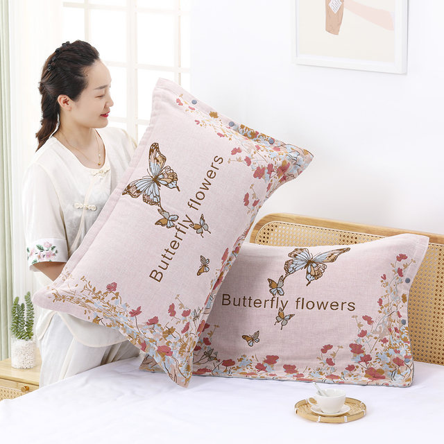 
Snap gauze pure cotton pillowcase one-piece larger thickened pillowcase household four-season pillow core cover single adult cover