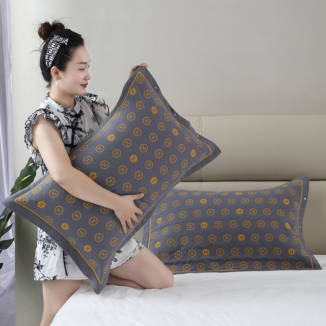 
Snap gauze pure cotton pillowcase one-piece larger thickened pillowcase household four-season pillow core cover single adult cover
