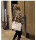 2024 new imitation otter rabbit fur grass leopard print young hooded bear ears loose, cute plush outer set female

