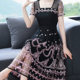 Lace dress 2025 summer new French square collar high-end middle-aged mother dress large size women's skirt mid-length