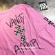 2023 new autumn and winter pink printed arm pockets decorated with cross loose oversize off-shoulder long-sleeved T-shirt