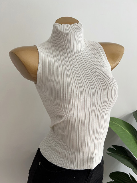 It's easy to match~ Korean style, an ins temperament, half-high collar, pit strip, sleeveless vest top, underwear, base shirt