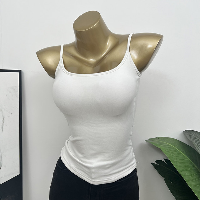 Private model~Basic Bi-breasted sexy U-neck cover with breast pads and breasts suspender vest skin-friendly and easy to wear inner bottom for women