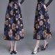 Large size linen retro long skirt dancing skirt for women summer mid-length high waist A-line slim literary A-line skirt