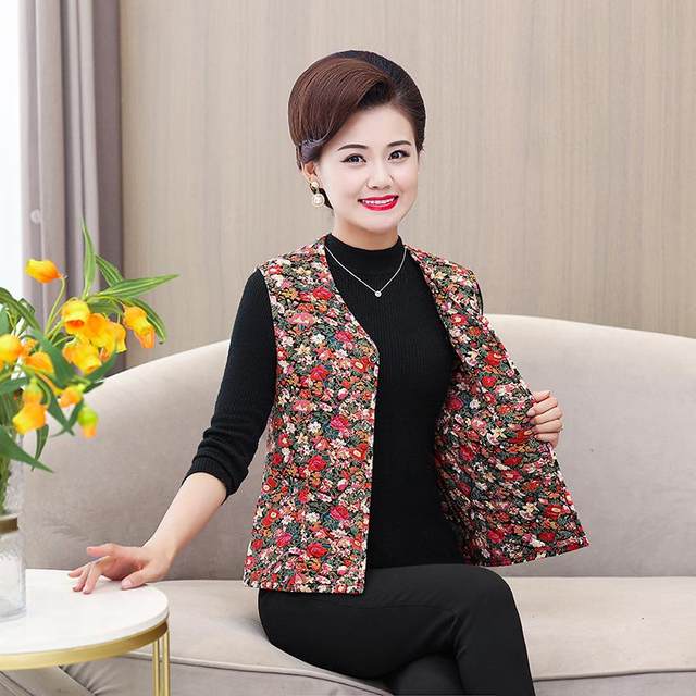 All-match new camel velvet warm vest middle-aged and elderly thickened women's clothing large size women's vest grandma mother's waistcoat
