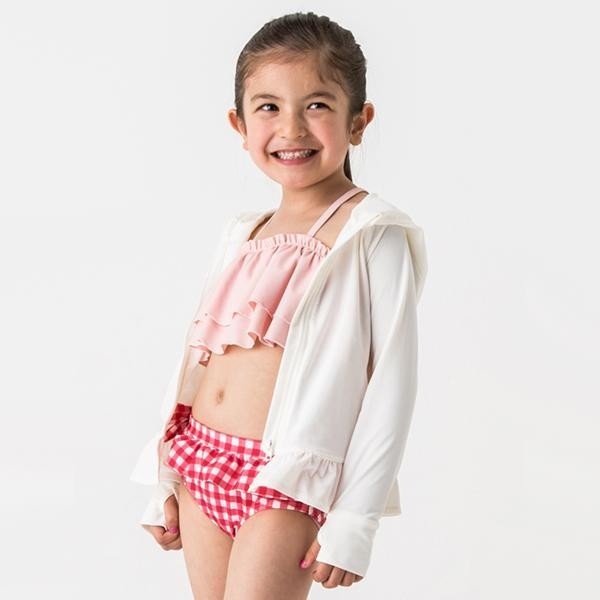 Export Japanese children's cute plaid split bikini hot spring swimsuit girls' split swimming