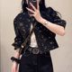 Retro floral printed denim jacket for women 2025 spring and autumn new design niche short temperament casual jacket