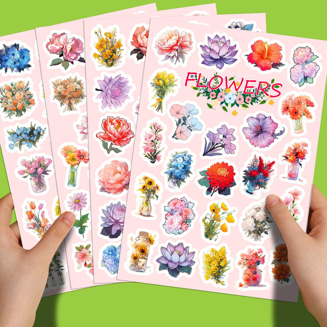 100 stickers for flowers cartoon creative decoration waterproof ...