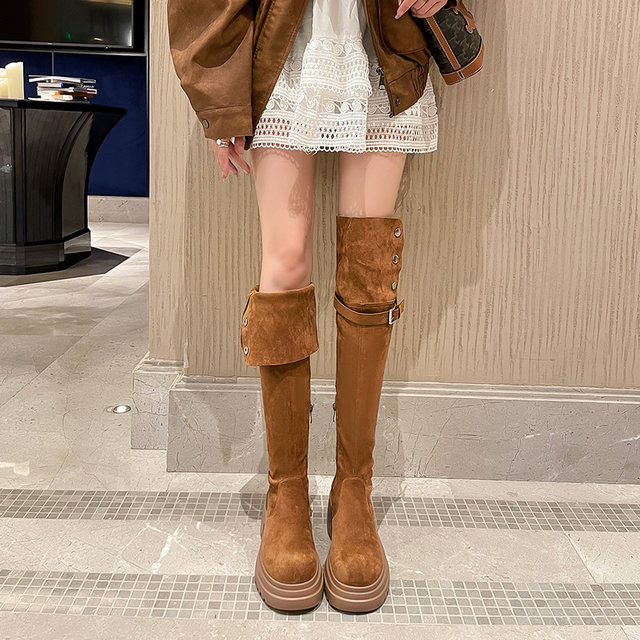 High heels over-knee boots plus fluffy cotton boots women's shoes 2025 new autumn and winter snow boots long knight boots