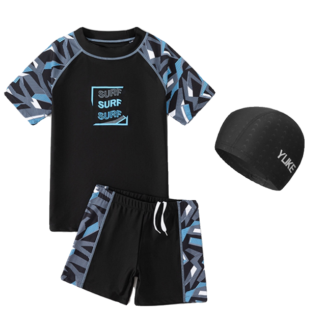 Teenage children's swimsuit boy fat boy small junior high school student professional training examination swimsuit split suit