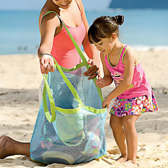 Extra large capacity mesh bag beach bag children's water play toy storage bag outdoor sand digging tool mesh bag swimming backpack