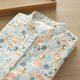 Spring and Autumn New Style Literary Stand Collar Double Layer Cotton Long Sleeve Shirt Women's Loose Cartoon Print Soft Base Shirt
