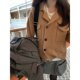 A day of Korean loose, lazy wind, thick warmth, warm suit and lapel short jacket sweater cardigan outer jacket female
