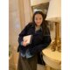 A day of Korean loose, lazy wind, thick warmth, warm suit and lapel short jacket sweater cardigan outer jacket female
