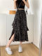 Large size chiffon skirt summer 2025 new mid-length floral cake skirt fat MM high waist elastic A-line skirt