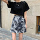 2024 New Short Skirt Spring and Autumn Large Size Printed Skirt High Waist Bag Hip Skirt Fat MM Student A-Line Short Skirt Women