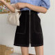 Large size versatile short skirt A-skirt summer 2024 new slightly fat MM belly-covering and slimming hip-packing skirt high-waisted bright-lined skirt