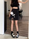 Three-dimensional flower skirt Spring and summer 2024 new large size high waist versatile black A-line skirt hollow design short skirt
