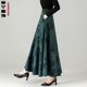 2024 Spring and Autumn New Printed Skirt for Women versatile high-waisted A-line Skirt Mid-length Thickened Slim Large Size Long Skirt
