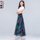 2022 Summer new versatile floral chiffon half -body long skirt ladies large size high -waisted large swing A -line dancing skirt