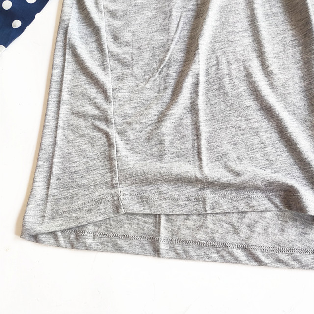 E5-1 autumn women's foreign trade chiffon polka dot printed top loose round neck casual pocket 7-quarter sleeve T-shirt