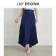 Lily brown spring and summer high -waisted pleated pleated pleated long half body skirt LWFS242044
