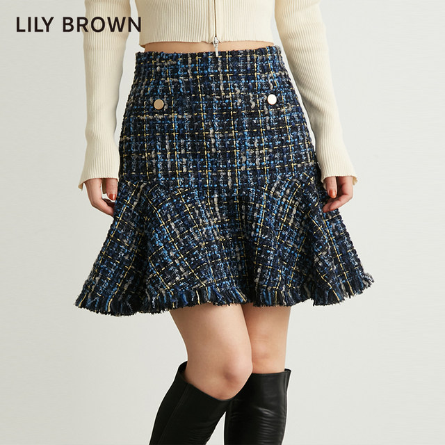LILY BROWN autumn and winter style sweet high waist small fragrance style tweed short skirt LWFS234233