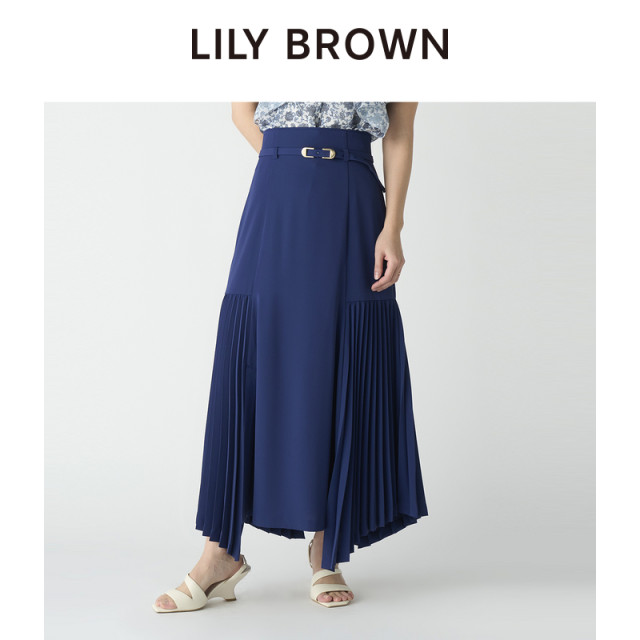 Lily brown spring and summer high -waisted pleated pleated pleated long half body skirt LWFS242044
