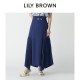 Lily brown spring and summer high -waisted pleated pleated pleated long half body skirt LWFS242044
