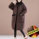 Middle -length thickened warm cotton jacket Women's winter 2022 new loose large size casual print cotton plus velvet jacket
