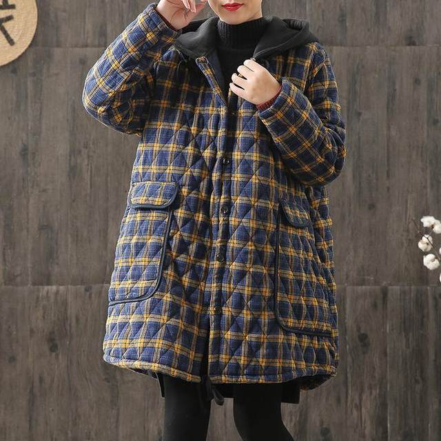 Large -size cotton jacket female winter coat female autumn and winter literary retro loose and thick cotton jacket 200jin [Jin is equal to 0.5 kg] to wear