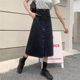 2022 summer large size medium-length single-breasted denim skirt fat mm Korean version a-line hip-pack skirt 200Jin [Jin equals 0.5 kg]