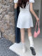 Design-sensual lace-up white skirt for women with large-size summer anti-exposure high-waisted A-line skirt irregular hip-covered short skirt