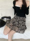 Large size high-end ruffled floral skirt for women in summer new high-waisted temperament A-line skirt versatile short skirt