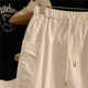 
Korean order work skirt for women with small summer loose casual sports white skirt A-line large pocket skirt
