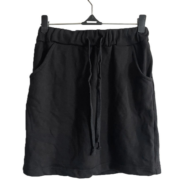 Summer drawing sweater skirt Black casual sports short skirt female high waist, thin, commute solid color A -line skirt