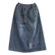Dele original innovative literary design narrow version denim skirt for women's retro lace-up slim mid-length A-line skirt
