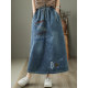 Dele original innovative literary design narrow version denim skirt for women's retro lace-up slim mid-length A-line skirt