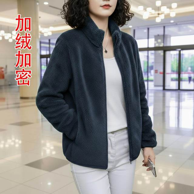 Coral velvet women's coat for outer wear as mother's wear 2025 new winter stand-up collar large size thickened fashionable warmth and cold protection