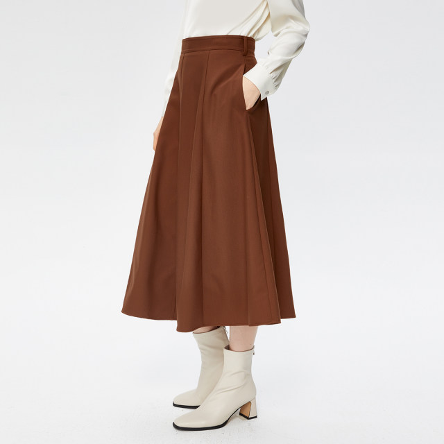 PRICH wavy A-line skirt hem waist-closed vertical cut implicit zipper simple temperament commuting skirt women