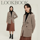Prich shopping malls in the same suit autumn and winter contain cotton wool double -breasted small grid jacket female