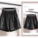 Leather shorts for women 2024 spring and winter new style a-line wide-leg pants casual slimming loose versatile elastic waist PU leather pants