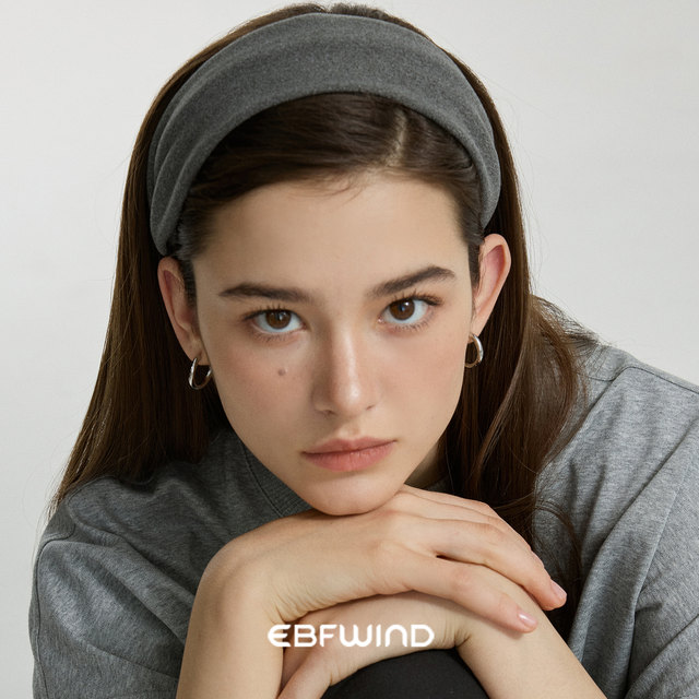 
EBFWIND Korean style simple and high-end gray wide version headband versatile high skull