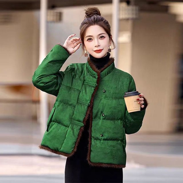 New Chinese style light national style cotton jacket for women 2025 winter high-end retro jacquard disc buckle thickened warm cotton jacket