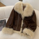 Hot cocoa in winter! Fox fur collar white gooseberry liner 2025 new suede parka fur coat for women