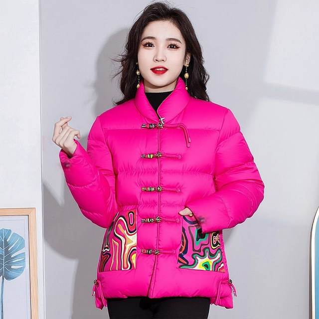 
Withdrawal of bids and cabinets! 2025 autumn and winter women’s new ethnic style warm plate-button stand-collar down jacket