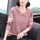 2025 Mom's new autumn clothing long-sleeved T-shirt pure cotton middle-aged and elderly fashionable bottoming shirt middle-aged women's top